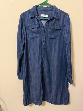 LOFT Indigo Denim Shirt Dress medium weight versatile XS never worn classic